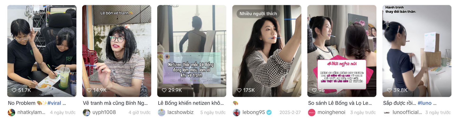 Người dùng TikTok cover lại clip vẽ tranh của Lê Bống