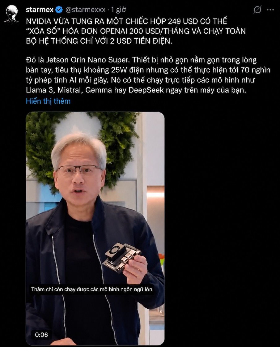 Thiết bị Nvidia Jetson Orin Nano Super nhỏ gọn