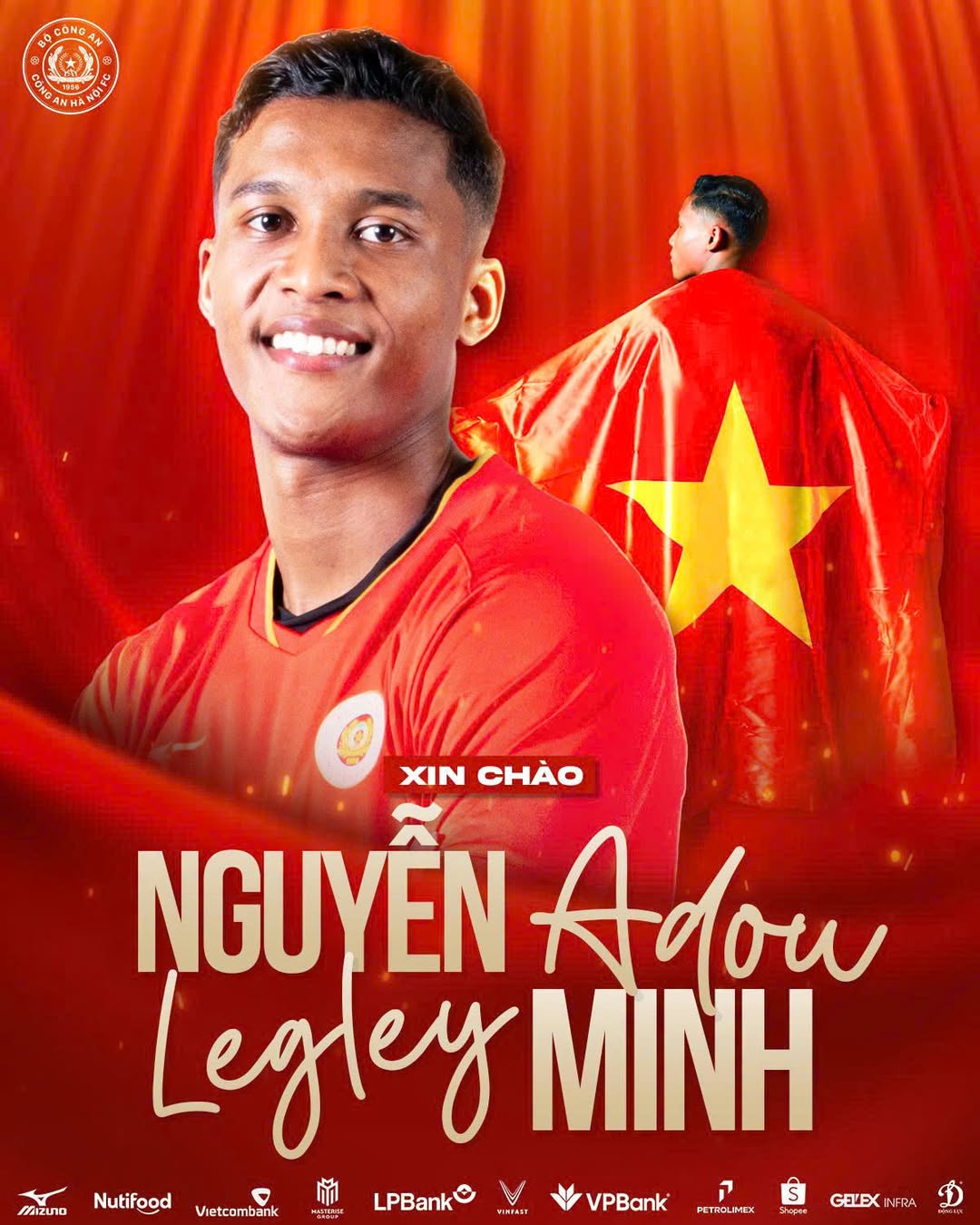 Adou Minh chính thức nhập tịch Việt Nam Trung vệ Adou Minh trong màu áo CLB